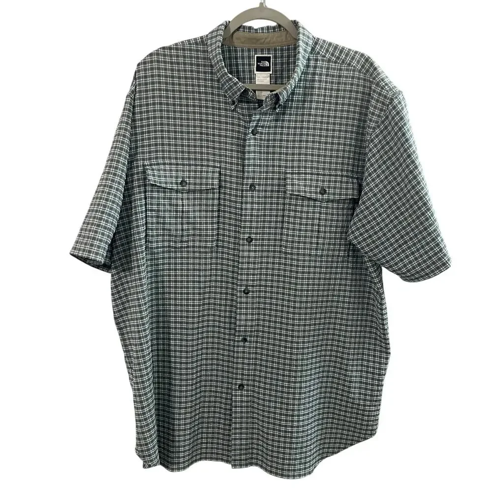 The North Face Men’s Plaid Seersucker Short Sleeve Button Down Shirt XL Gorpcore